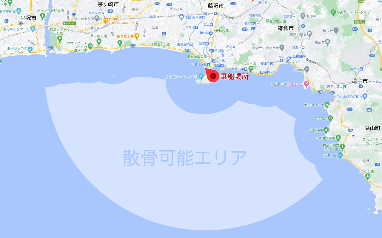 江ノ島近海の散骨できる海域マップ